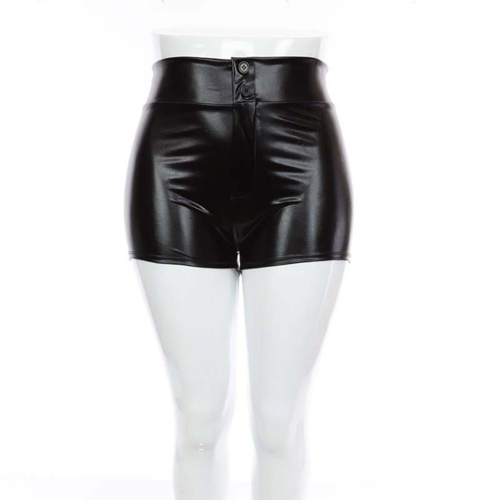 USA HIGH WAISTED BEAUTIFUL WOMEN PU LEATHER SHORT PANTS PLUS SIZE XL-2X-3X NEW